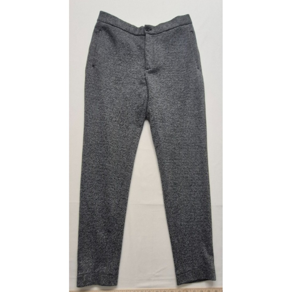 Zara women's gray herringbone flat front wool style pants sz. 34 work/dressy